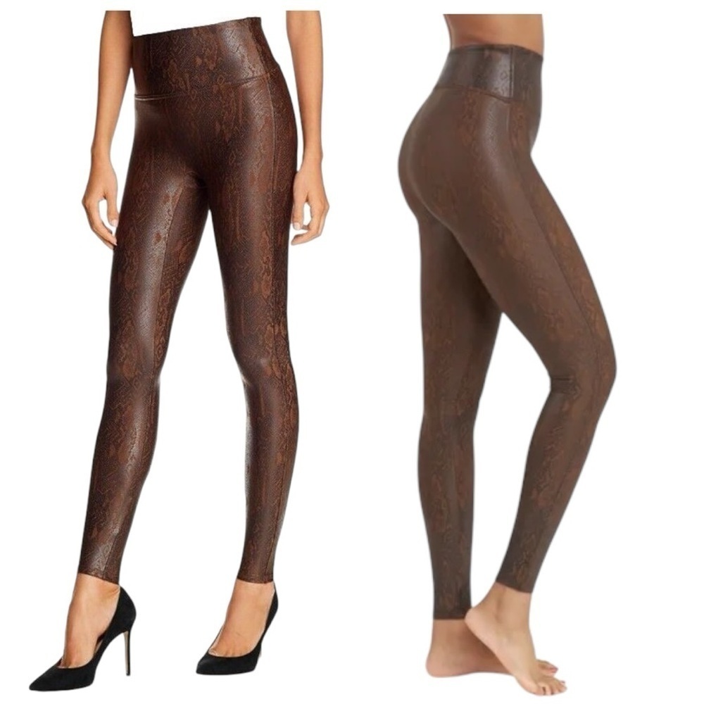 SPANX‎ Faux LEATHER Snakeskin Leggings size small winter staple